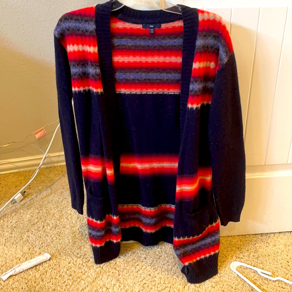 Wool striped cardigan